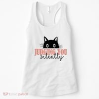 Judging You Silently Funny Black Cat Women's Tank Top thumb 0