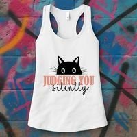 Judging You Silently Funny Black Cat Women's Tank Top thumb 3