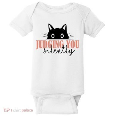 Judging You Silently Funny Black Cat Baby Bodysuit