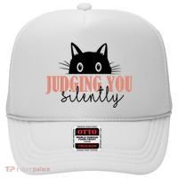 Judging You Silently Funny Black Cat Hat thumb 0