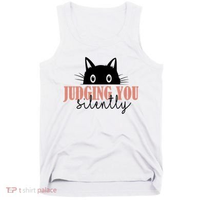 Judging You Silently Funny Black Cat Tank Top