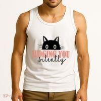 Judging You Silently Funny Black Cat Tank Top thumb 3