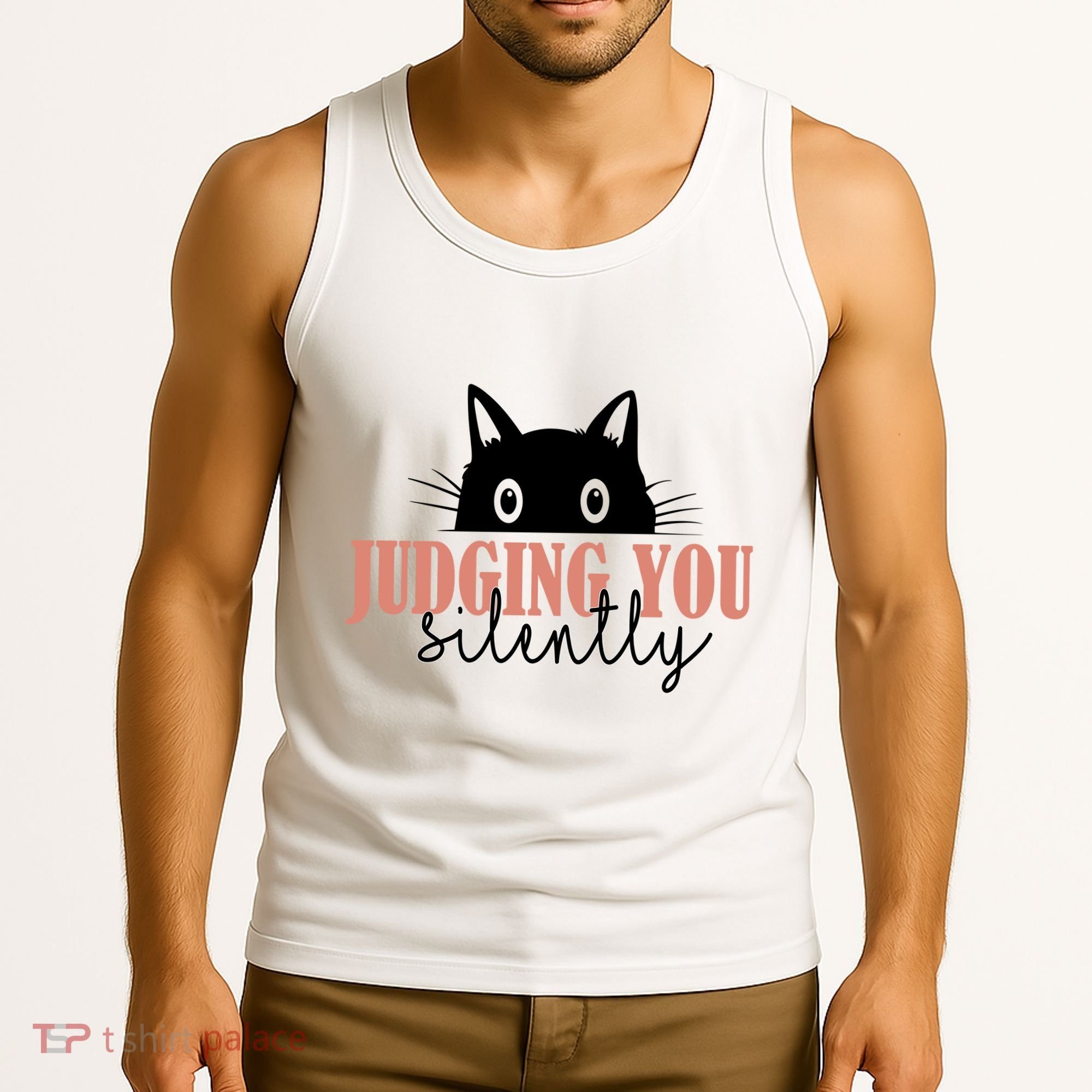 Judging You Silently Funny Black Cat Tank Top