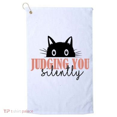 Judging You Silently Funny Black Cat Golf Towel