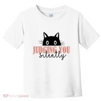 Judging You Silently Funny Black Cat Toddler T-Shirt thumb 0