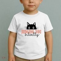 Judging You Silently Funny Black Cat Toddler T-Shirt thumb 2