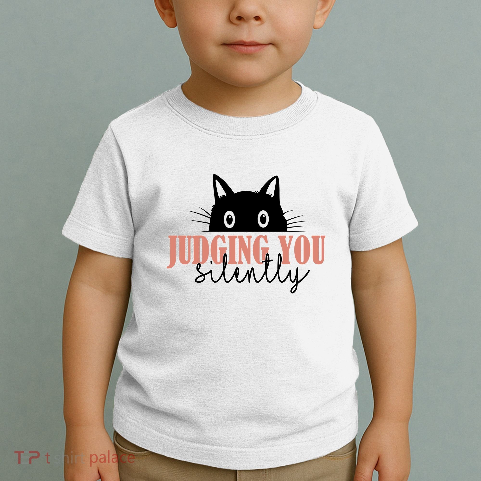Judging You Silently Funny Black Cat Toddler T-Shirt