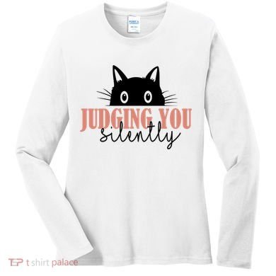 Judging You Silently Funny Black Cat Women's Long Sleeve Shirt