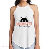 Judging You Silently Funny Black Cat Women's Perfect Tri Rocker Tank thumb 2