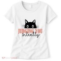 Judging You Silently Funny Black Cat Women's T-Shirt thumb 0