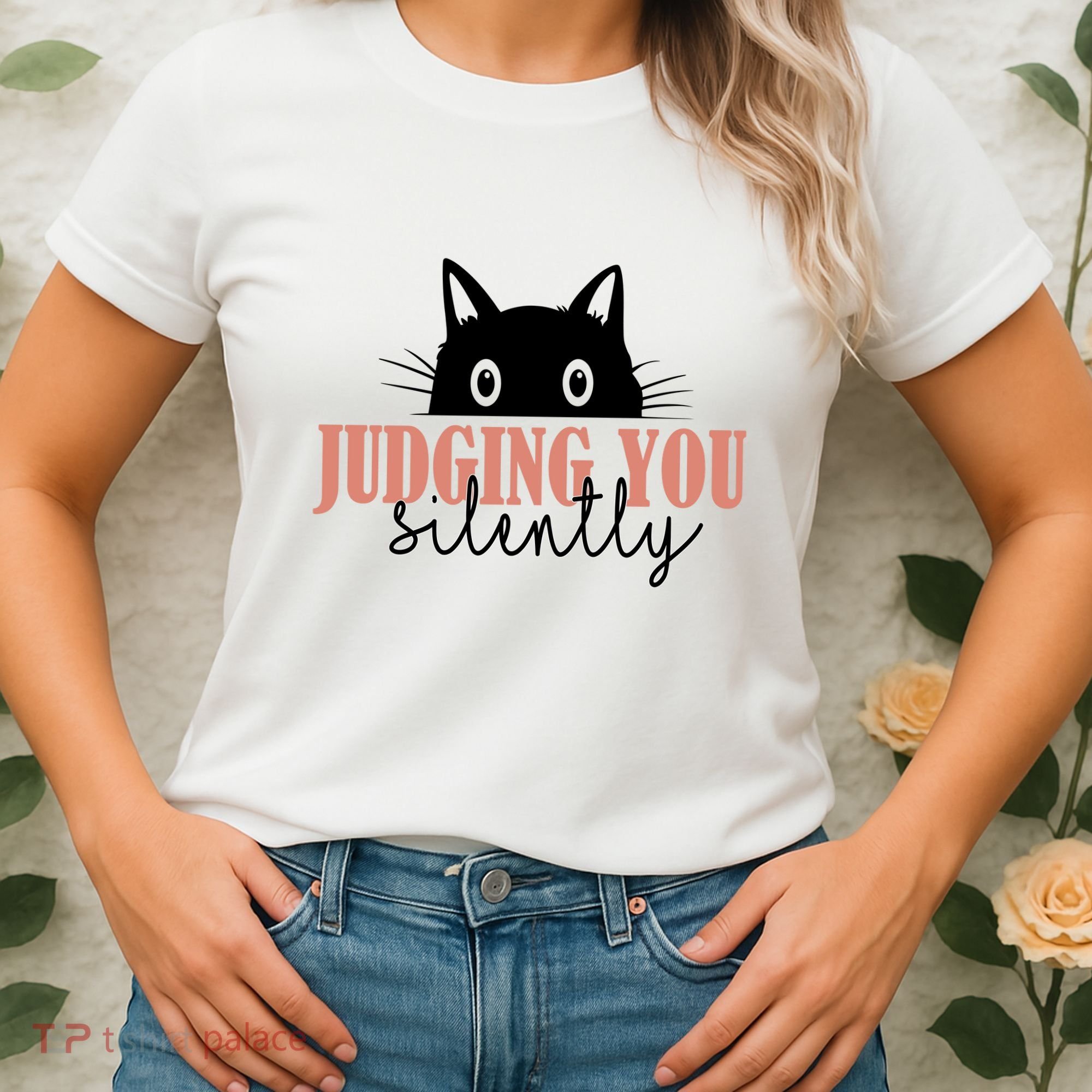 Judging You Silently Funny Black Cat Women's T-Shirt