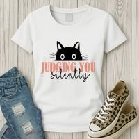 Judging You Silently Funny Black Cat Women's T-Shirt thumb 3