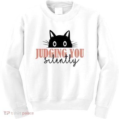 Judging You Silently Funny Black Cat Kids Sweatshirt