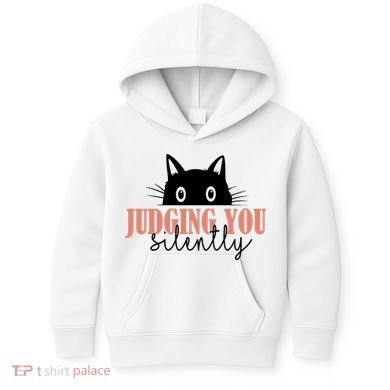 Judging You Silently Funny Black Cat Kids Hoodie