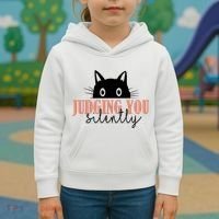 Judging You Silently Funny Black Cat Kids Hoodie thumb 3