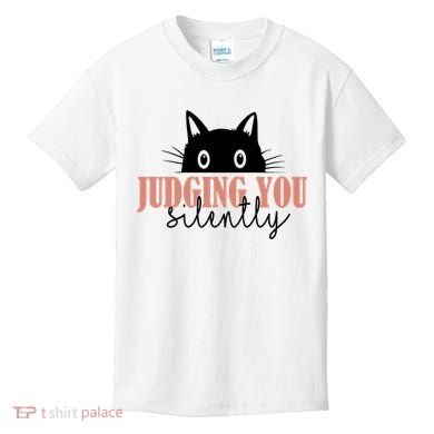 Judging You Silently Funny Black Cat Kids T-Shirt