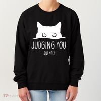 Judging You Silently Funny Cat Women's Sweatshirt thumb 0