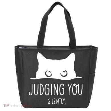 Judging You Silently Funny Cat Tote Bag