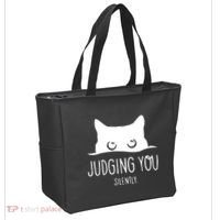 Judging You Silently Funny Cat Tote Bag thumb 2