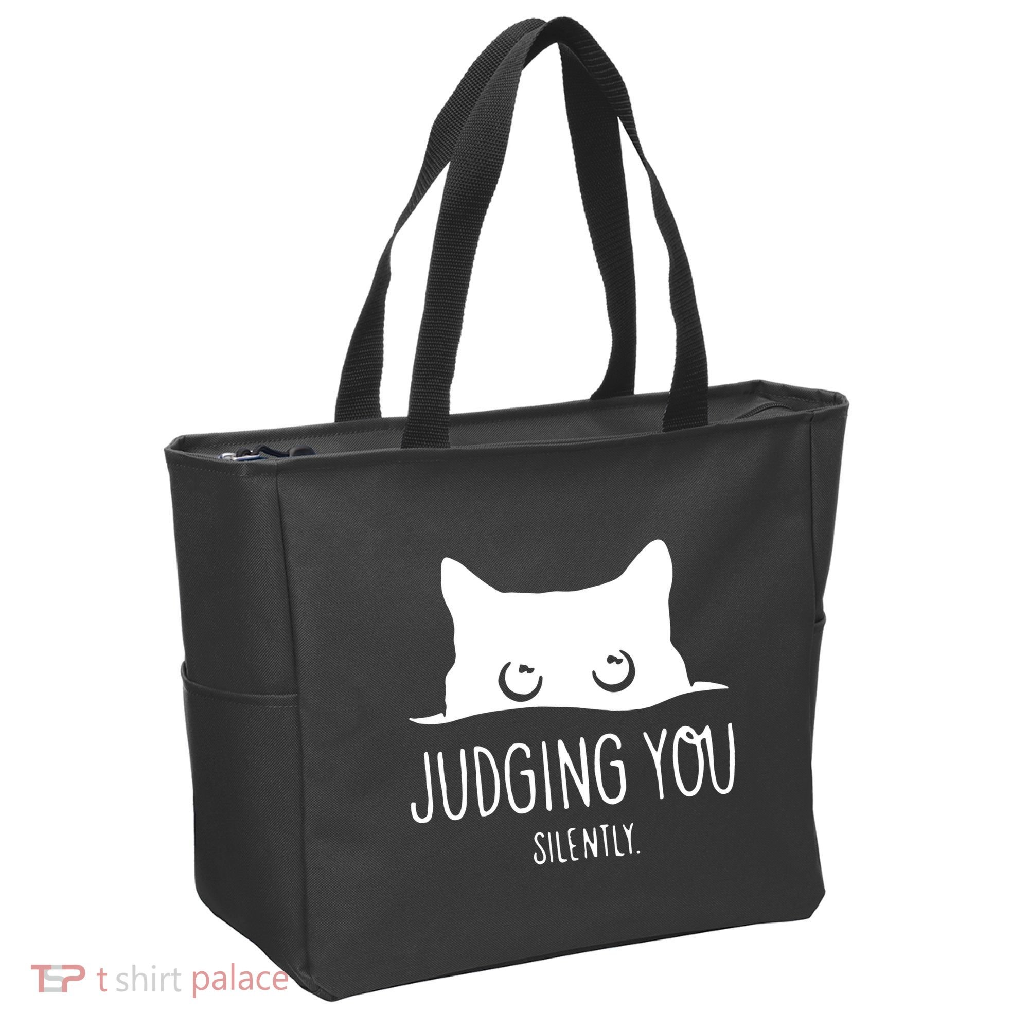 Judging You Silently Funny Cat Tote Bag