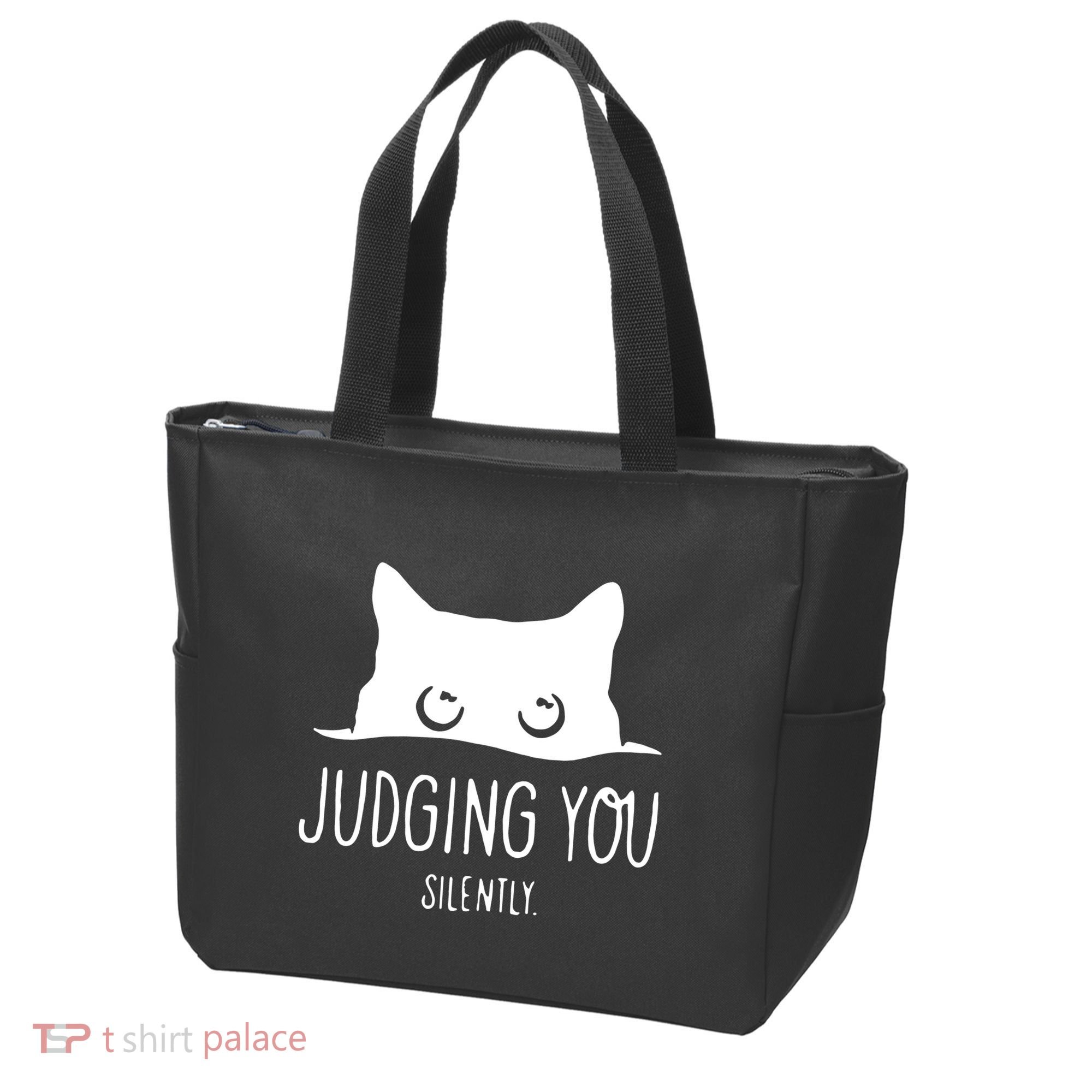 Judging You Silently Funny Cat Tote Bag