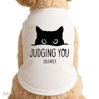 Judging You Silently Funny Cat Doggie Tank thumb 0