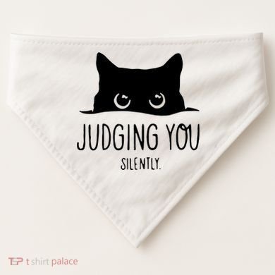 Judging You Silently Funny Cat USA-Made Doggie Bandana