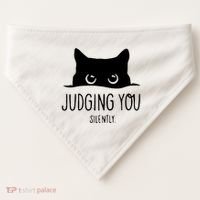 Judging You Silently Funny Cat USA-Made Doggie Bandana thumb 0