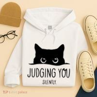 Judging You Silently Funny Cat Hoodie thumb 4