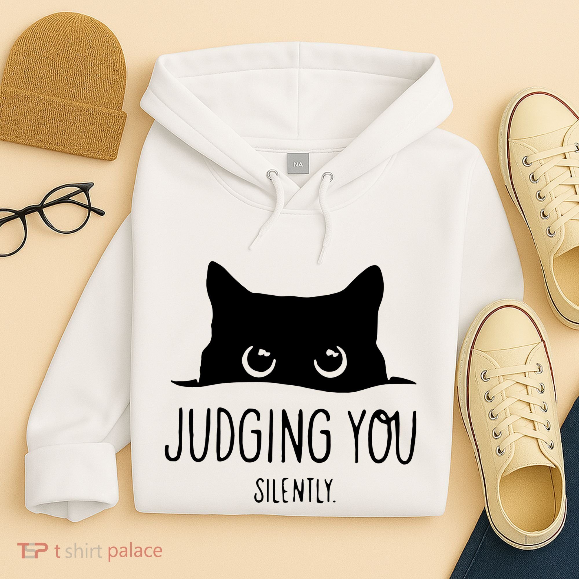 Judging You Silently Funny Cat Hoodie