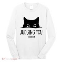 Judging You Silently Funny Cat Long Sleeve Shirt thumb 0