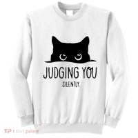 Judging You Silently Funny Cat Sweatshirt thumb 0
