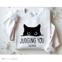 Judging You Silently Funny Cat Sweatshirt thumb 2