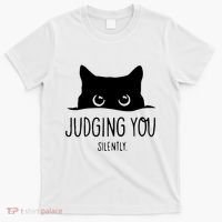 Judging You Silently Funny Cat T-Shirt thumb 0