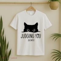 Judging You Silently Funny Cat T-Shirt thumb 2