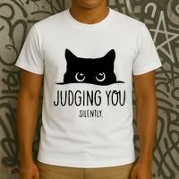 Judging You Silently Funny Cat T-Shirt thumb 3