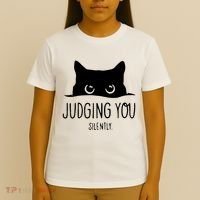 Judging You Silently Funny Cat T-Shirt thumb 4