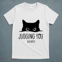 Judging You Silently Funny Cat T-Shirt thumb 5