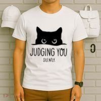 Judging You Silently Funny Cat T-Shirt thumb 6