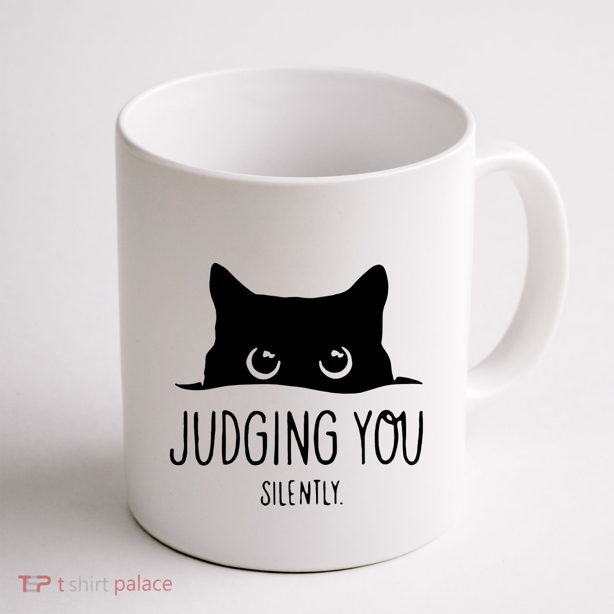 Judging You Silently Funny Cat Coffee Mug