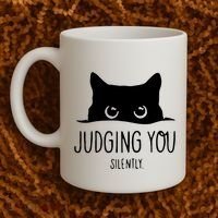 Judging You Silently Funny Cat Coffee Mug thumb 2