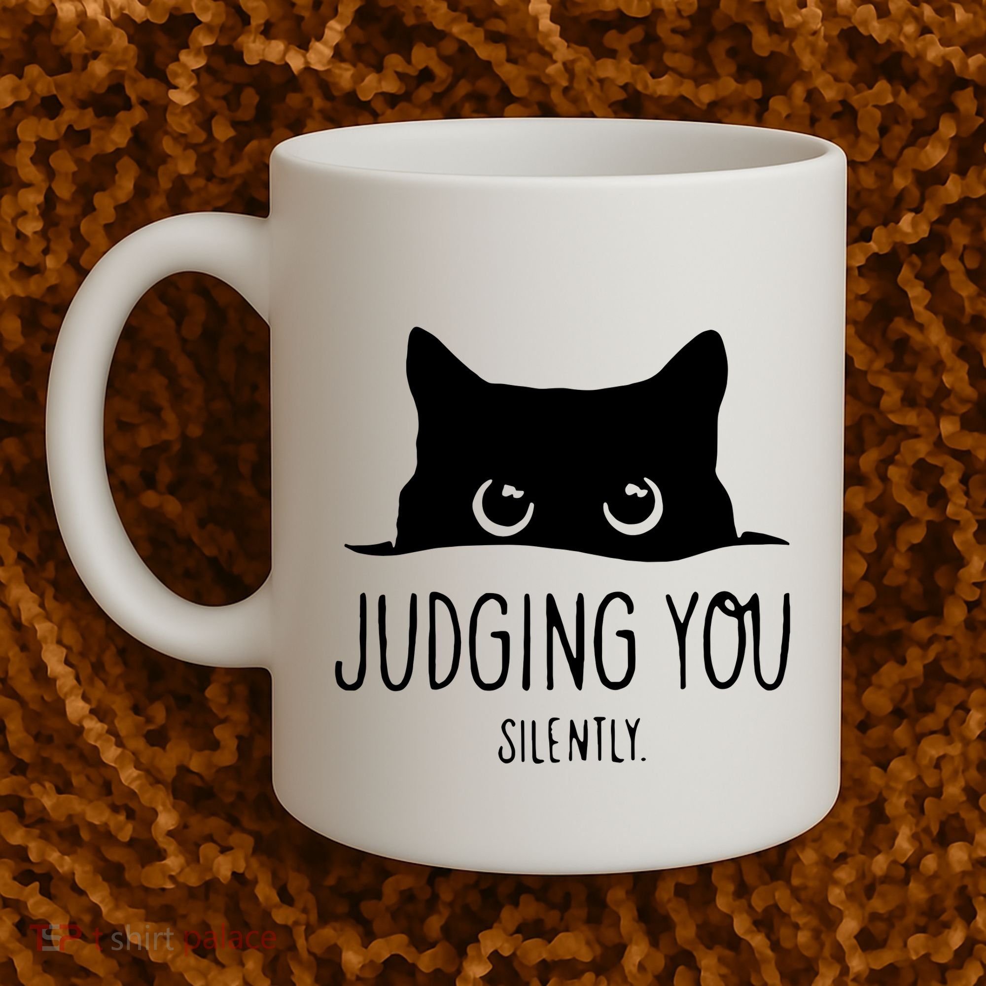 Judging You Silently Funny Cat Coffee Mug