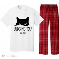 Judging You Silently Funny Cat Pajama Set thumb 0
