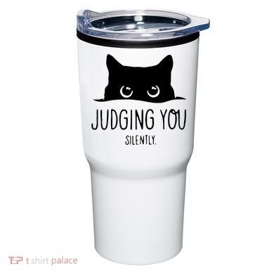 Judging You Silently Funny Cat Tumbler