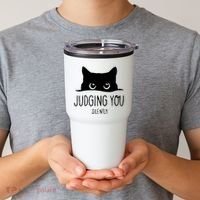 Judging You Silently Funny Cat Tumbler thumb 2