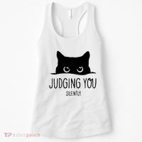 Judging You Silently Funny Cat Women's Tank Top thumb 0