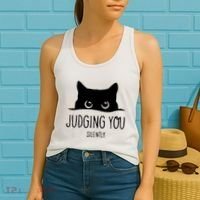Judging You Silently Funny Cat Women's Tank Top thumb 2