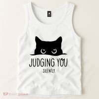 Judging You Silently Funny Cat Tank Top thumb 2