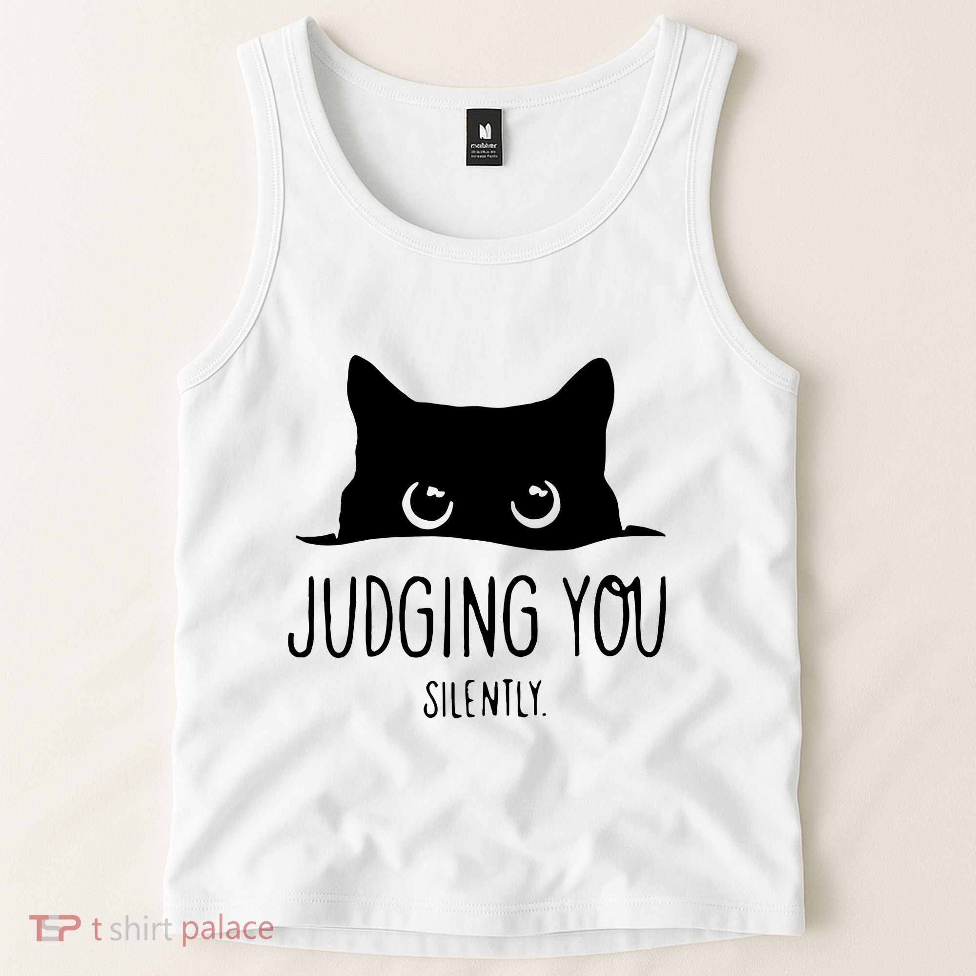 Judging You Silently Funny Cat Tank Top