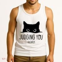 Judging You Silently Funny Cat Tank Top thumb 3